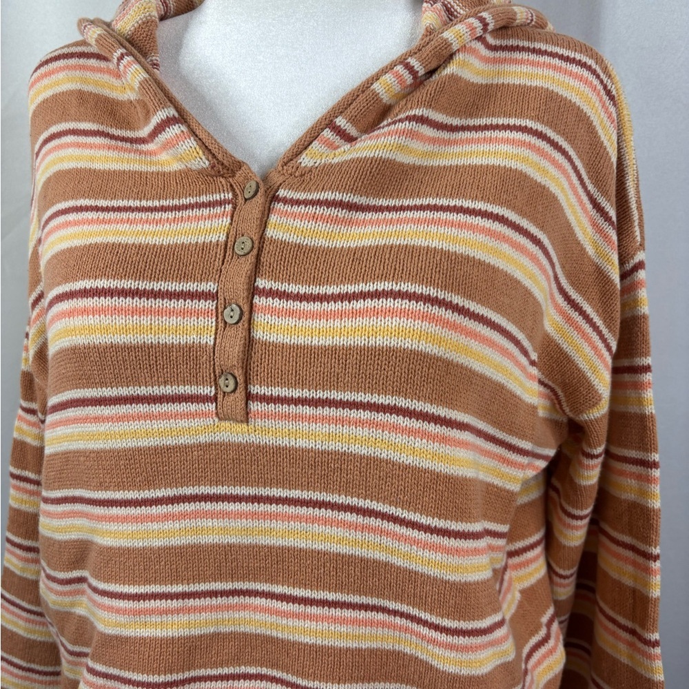 ROXY Striped Cropped Side Swipe Poncho Cropped Hoodie-- NWT-L - Picture 4 of 13